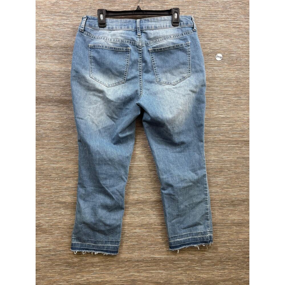 A.n.a A New Approach Jeans Womens 12 Blue Mid Rise Straight Stretch Embroidered - Picture 2 of 7